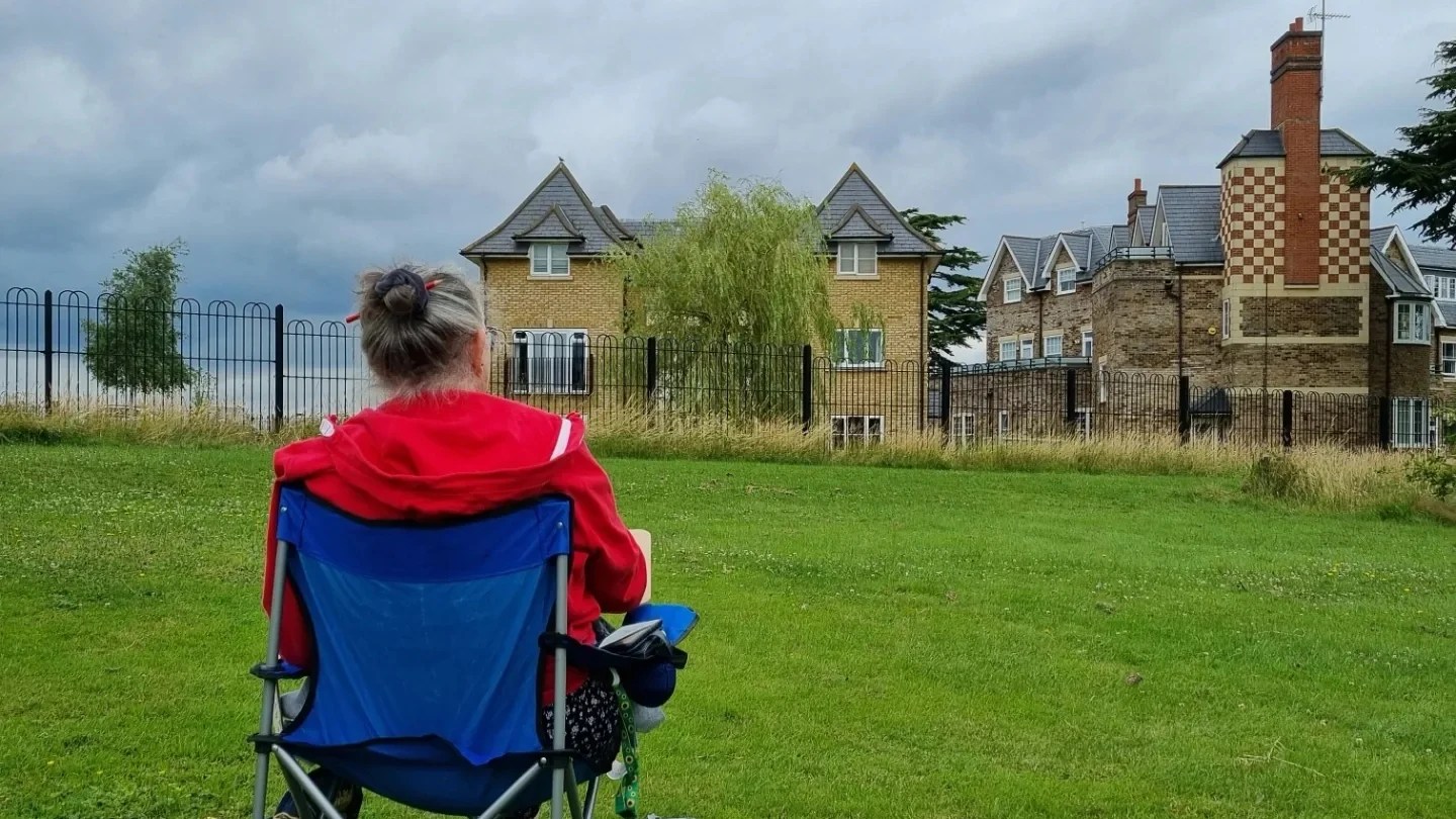 An artist paints Bishopsford House